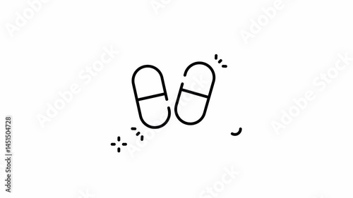 Capsule and pill icon in outline style for pharmacy and supplement animation