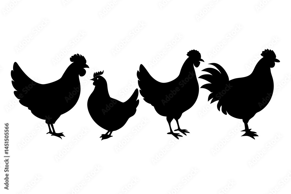 Fototapeta premium set of Chicken silhouette vector illustration