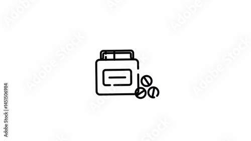 Medicine bottle icon outline style for health and prescription animation