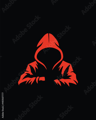 red hoodie graphic on black background minimalist design
