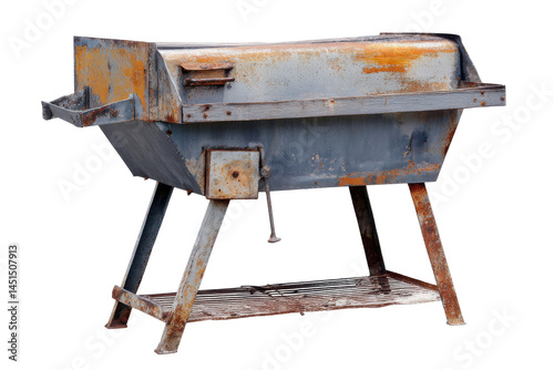 Rusted outdoor grill isolated on transparent png background