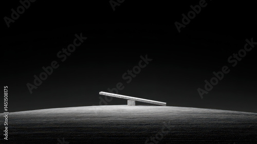 Obraz na płótnie Seesaw dramatically tilted to one extreme illustrating black-and-white thinking in a minimalist landscape w salonie