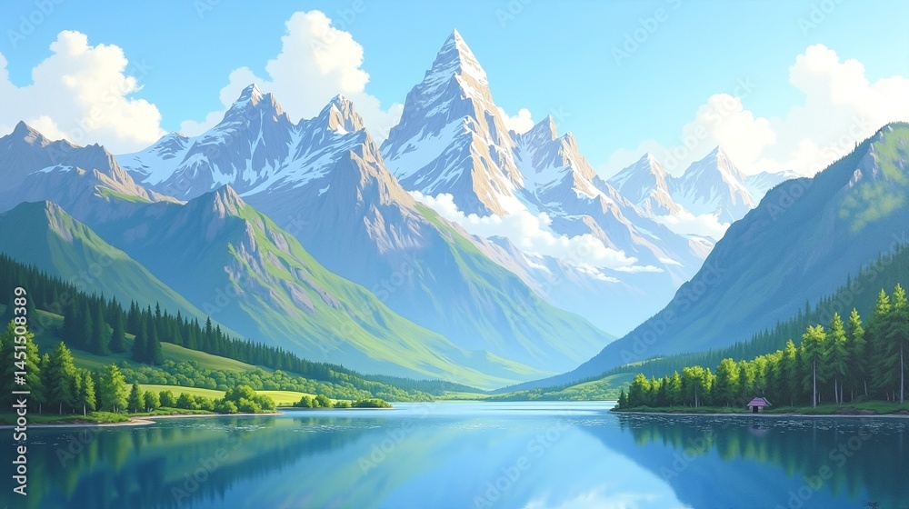 Fototapeta premium Grandeur of the Land: A Mountainous Euphony