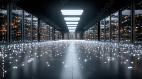 Sustainable server room with energy-efficient cooling systems and advanced hardware technology