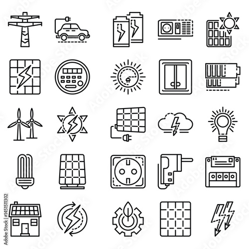 Renewable energy source icons collection