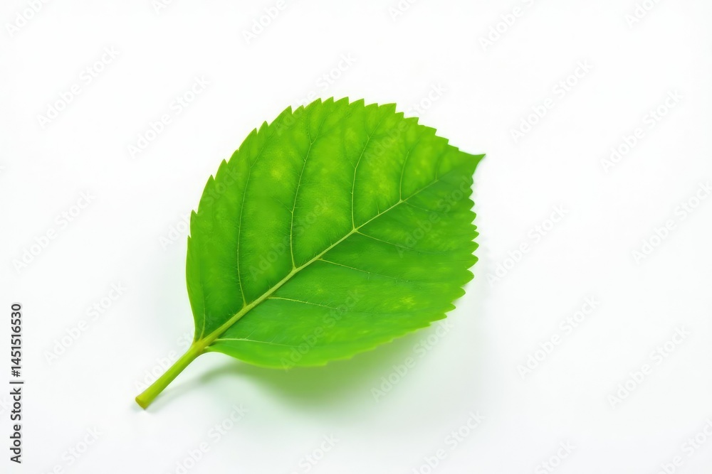 Fototapeta premium A single leaf with veins on a white background, botanical, , foliage