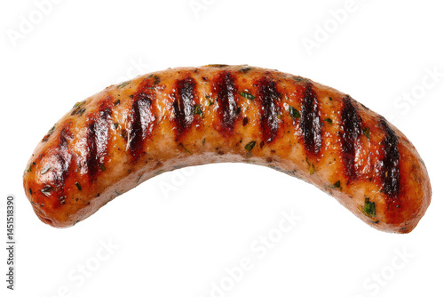 Grilled tasty sausage isolated on transparent png background
