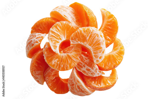 Sliced mandarin circle isolated on transparent png background