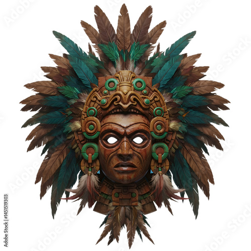 Mask of the Aztec tribe isolated on white background