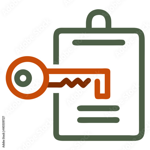Access pass icon in outlined color style for secure entry and ID authorization