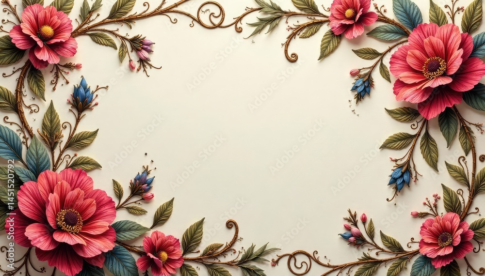 Fototapeta premium Intricate woven floral damask, elegant swirls and leaves , damask, antique