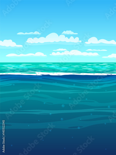 Underwater ocean sea. Deep water, underwater ocean