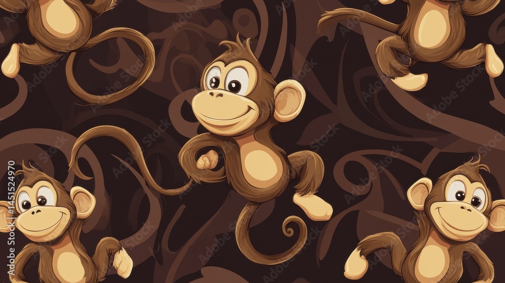 Seamless background design with dizzy monkey illustration illustration Seamless background design with dizzy monkey illustration illustration