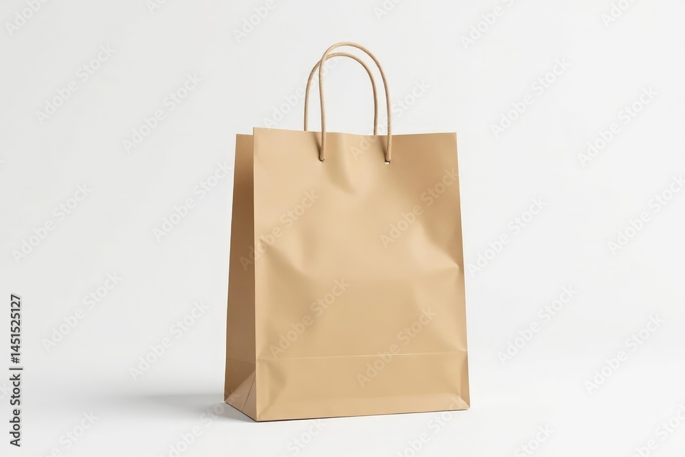 Empty brown paper shopping bag, isolated on pure white background, sustainable, mockup, product display Empty brown paper shopping bag, isolated on pure white background, sustainable, mockup, product display