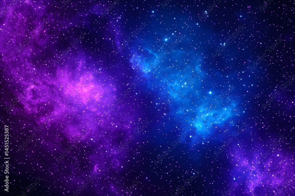 Fototapeta premium Stunning cosmic nebula space background with vibrant purple and blue hues shining brightly amongst countless stars