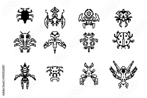 A retro-style pixel icon representing a space game element — ideal for sci-fi or classic arcade-themed user interfaces