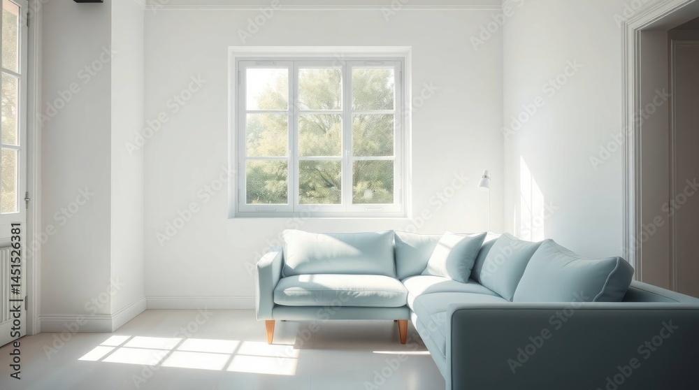 Fototapeta premium Bright airy living space with couch