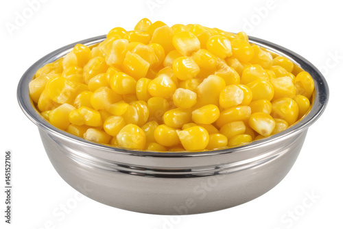 Corn kernels in bowl isolated on transparent png background