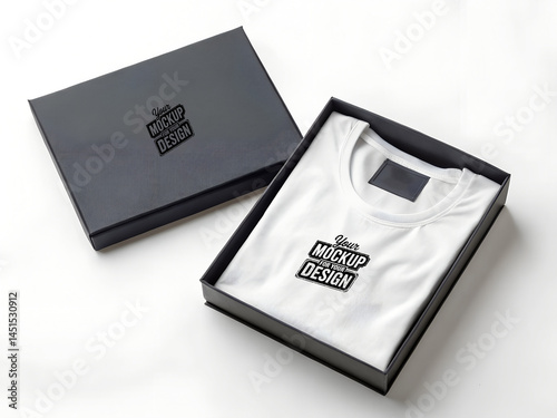 T shirt packaging box advertising empty stylish minimal mockup design 