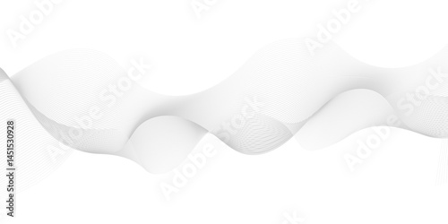 Dynamic minimal smoke sound line. Abstract glowing white blend line smooth flow soundwave curve energy gradient vector futuristic digital outline line science design.	
