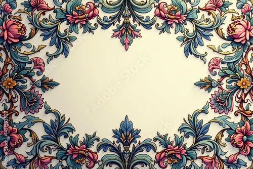 Intricate floral damask, elegant swirls & leaves , damask pattern, leaves, textile