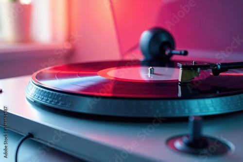 Close-up of a turntable and headphones on white background, fader, rhythm, isolated