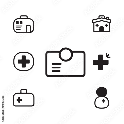 Hospital and medical health care editable stroke outline icons set isolated on white background flat vector illustration.
