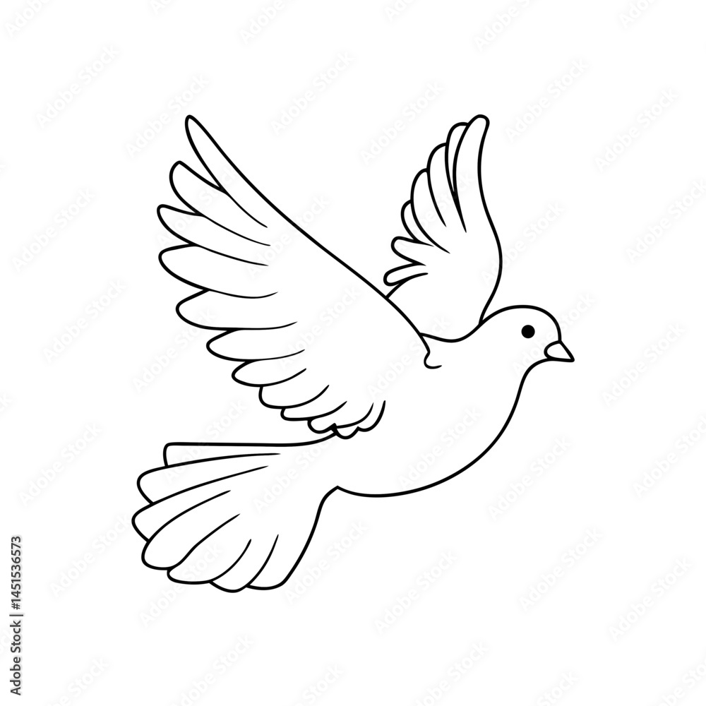 Obraz premium dove linear drawing isolated vector 