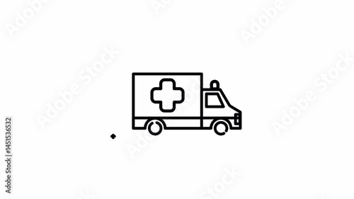 Ambulance icon in outline style for emergency medical service animation
