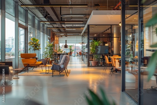 Contemporary office setting showcasing a next generation digital product innovation workshop where creative teams fuse design thinking with smart technology Product innovation digital
