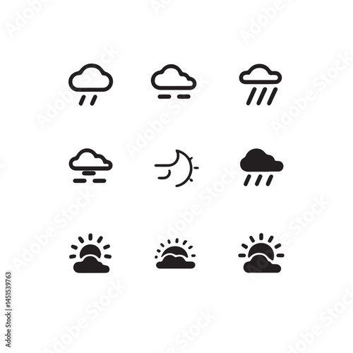 weather icons set sihouette