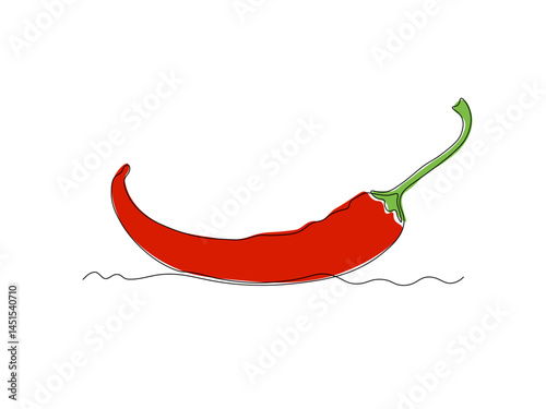 abstract pod of hot chili pepper. continuous single one line art hand drawing sketch logo
