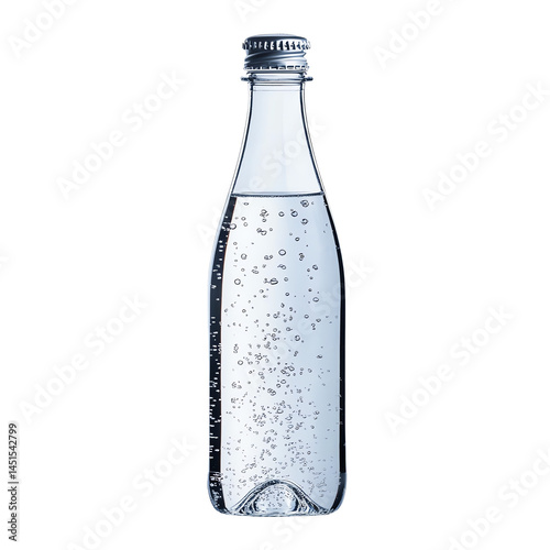 Sparkling water bottle, white isolate background