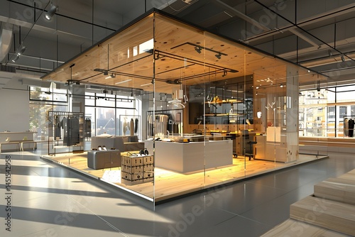 Contemporary workspace depicting breakthrough omni channel retail innovation session where experts blend online strategies in store experiences for seamless commerce Retail omni channel innovative