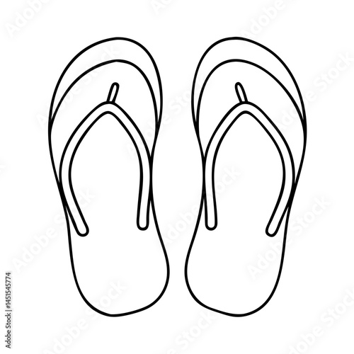 flip flops icon, flip flops line art - simple line art of flip flops, perfect for flip flops logos and icons