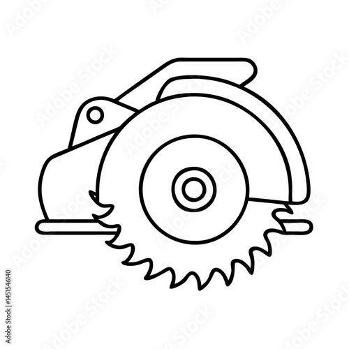 circular saw icon, circular saw line art - simple line art of circular saw, perfect for circular saw logos and icons