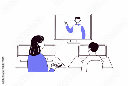 Deaf Student in Online Class with Sign Language Interpreter