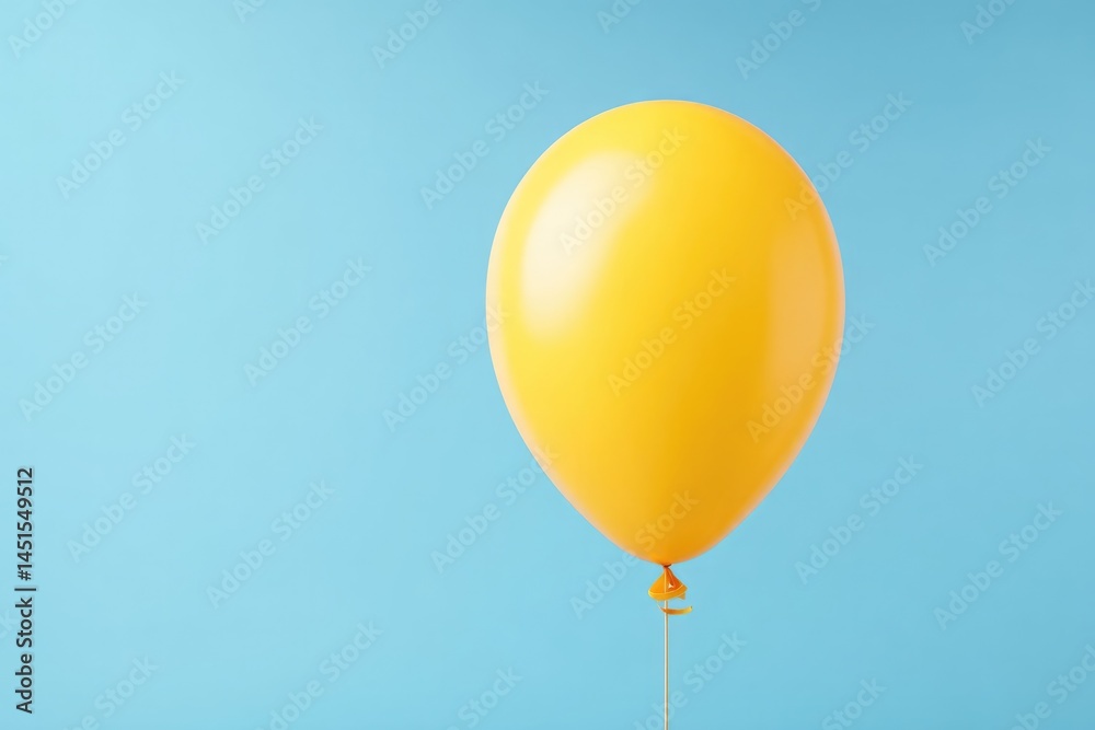single yellow balloon with ribbon on smooth pastel blue background emphasizing minimalistic design single yellow balloon with ribbon on smooth pastel blue background emphasizing minimalistic design