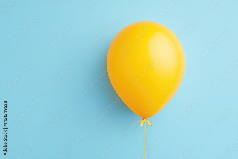 single yellow balloon with ribbon on smooth pastel blue background emphasizing minimalistic design single yellow balloon with ribbon on smooth pastel blue background emphasizing minimalistic design