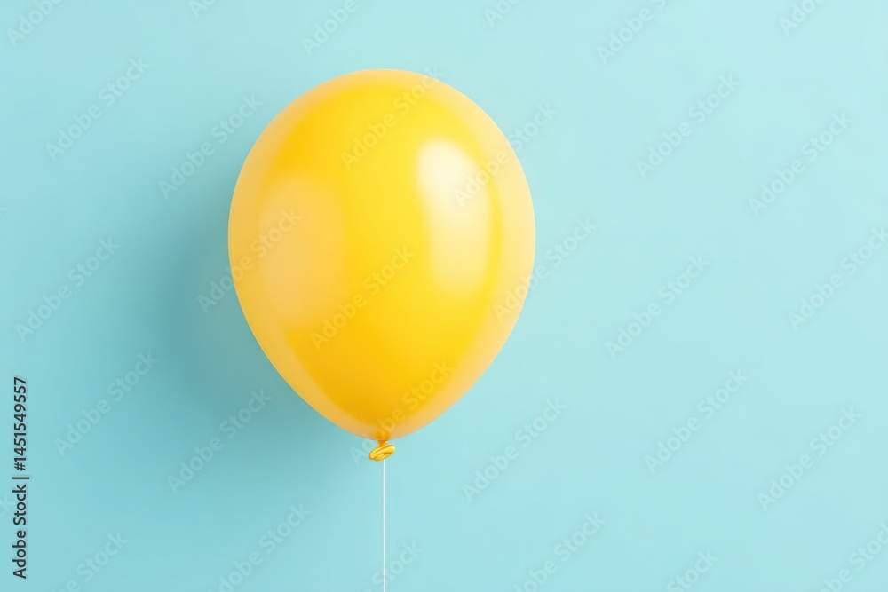 single yellow balloon with ribbon on smooth pastel blue background emphasizing minimalistic design single yellow balloon with ribbon on smooth pastel blue background emphasizing minimalistic design