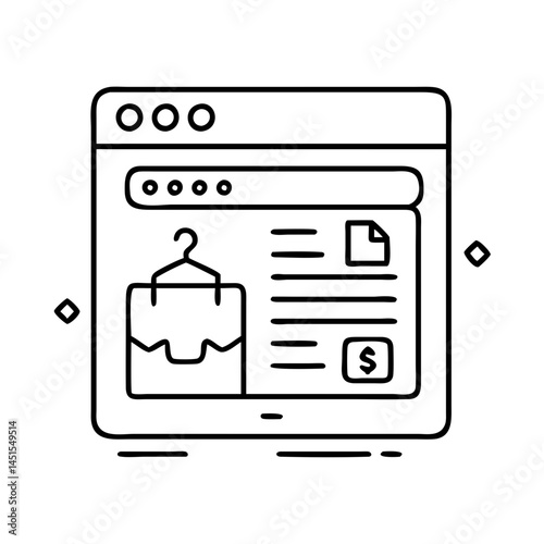 e commerce website icon, e commerce website line art - simple line art of e commerce website, perfect for e commerce website logos and icons