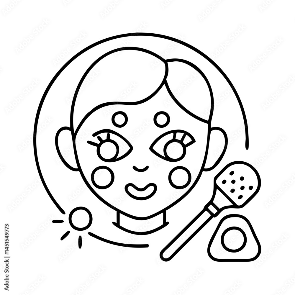 Fototapeta premium face painting icon, face painting line art - simple line art of face painting, perfect for face painting logos and icons