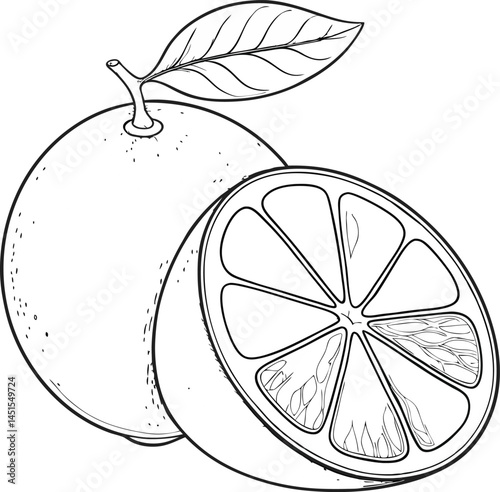 slice of orange on a black background