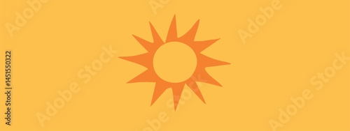 Bright Sun Icon with Radiant Rays on Warm Yellow Background for Use in Design and Digital Media Projects, Perfect for Summer Themes and Mood Enhancements