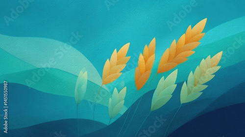 abstract design captures essence of shavuot integrating symbols of wheat torah and nature with harmonious palette of