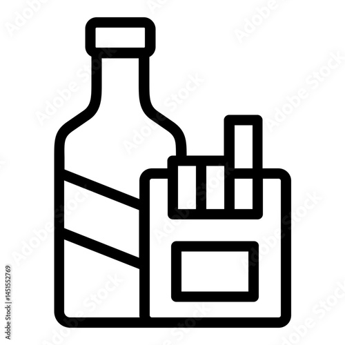cigarette and alcohol icon line