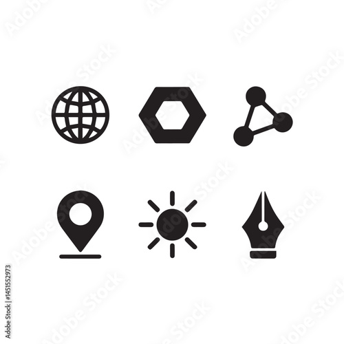set of icons for web design silhouette