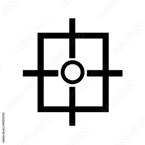 Bold crosshair target icon with central dot representing precise positioning, focus tracking, or radar scanning