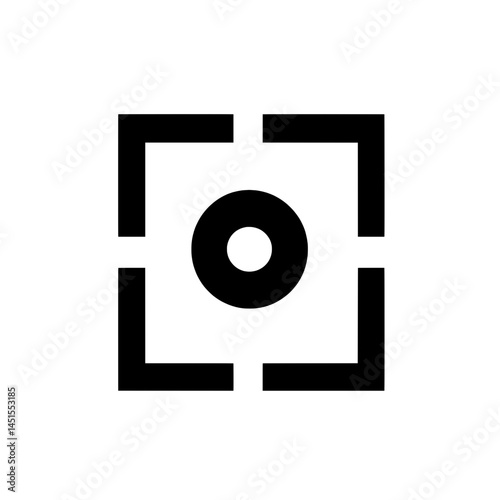 Circular dot enclosed in cropped square corners representing location detection, radar focus, or scanning UI