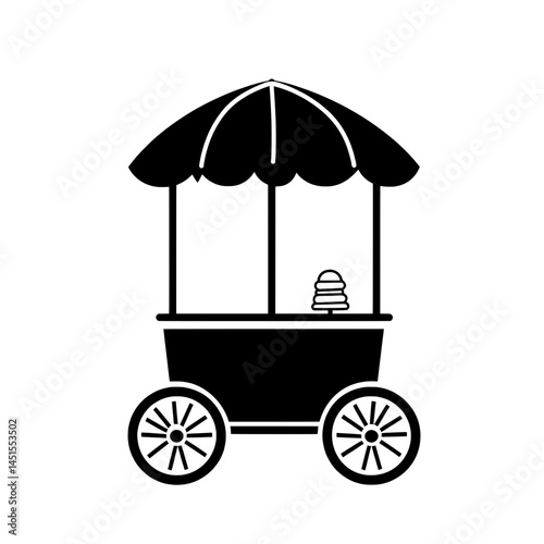 Ice cream vending cart with dome canopy and single soft serve cone showcasing mobile dessert stand for public events